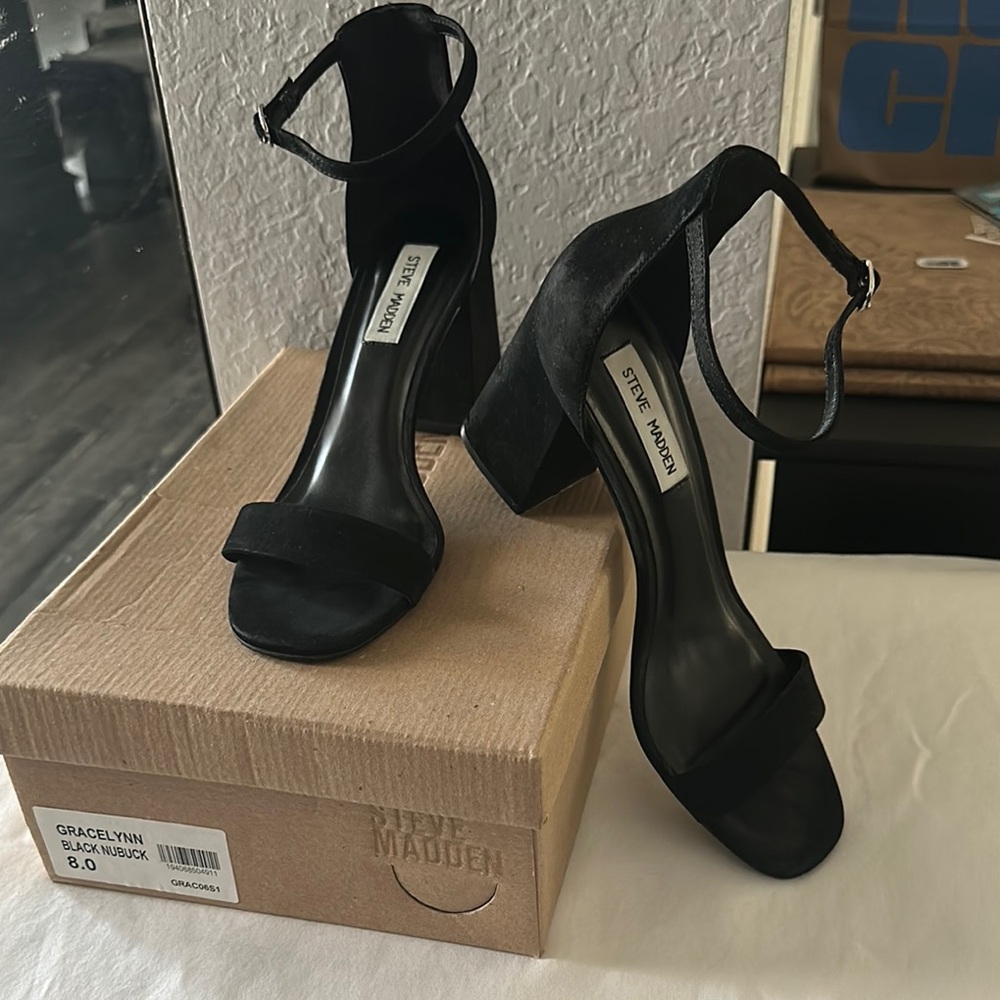Steve Madden Black Block Heel Sandals